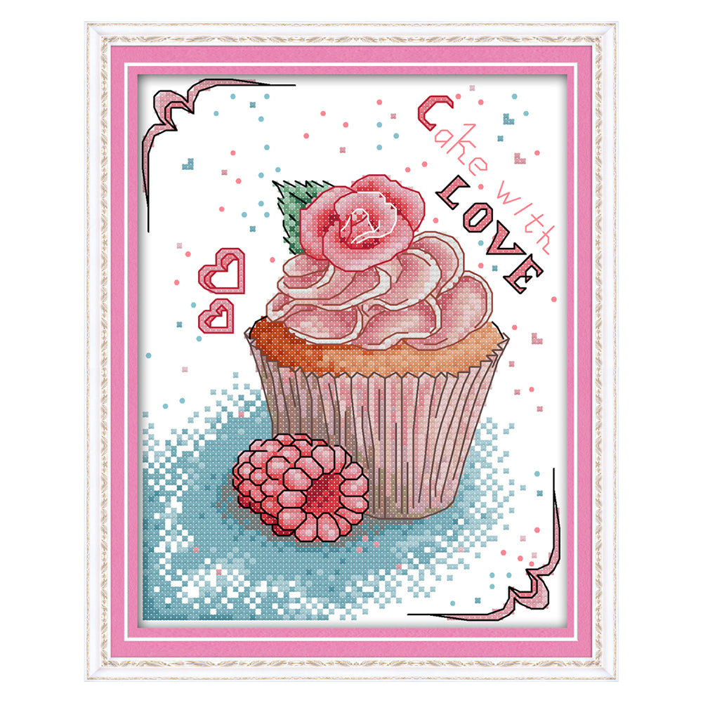 Cake- 14CT Stamped Cross Stitch 22*19CM