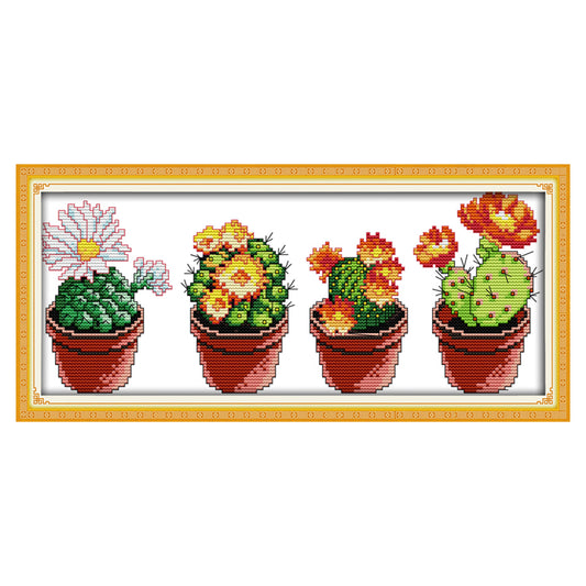 Cactus - 14CT Stamped Cross Stitch 36*17CM