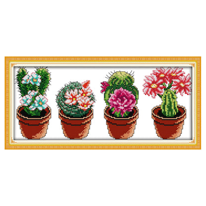 Cactus - 14CT Stamped Cross Stitch 37*17CM