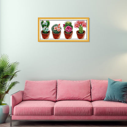 Cactus - 14CT Stamped Cross Stitch 37*17CM