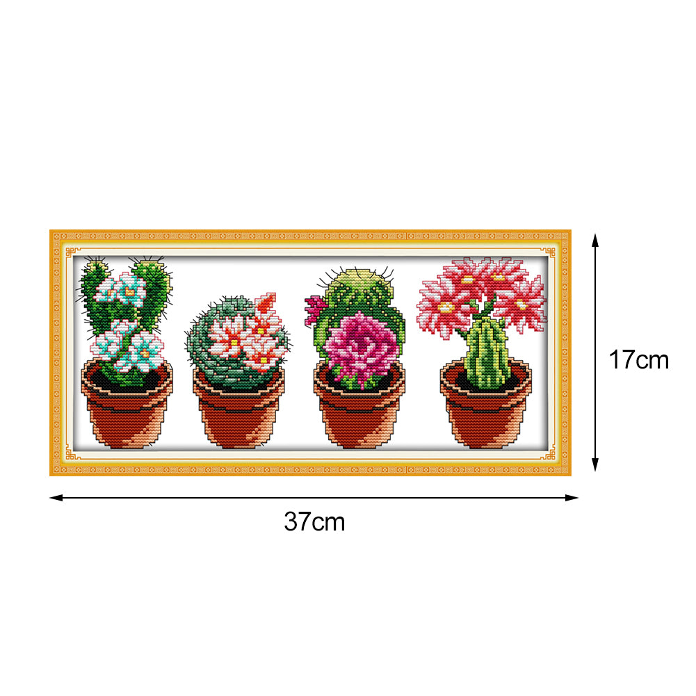 Cactus - 14CT Stamped Cross Stitch 37*17CM