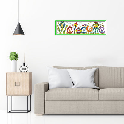 Welcome Board - 14CT Stamped Cross Stitch 58*17CM