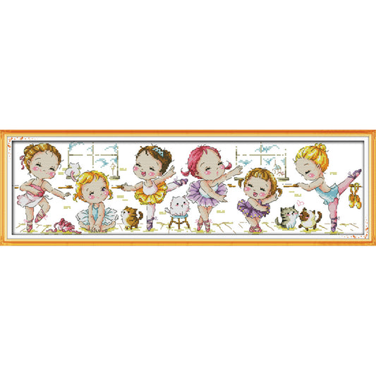 Ballet School- 14CT Stamped Cross Stitch 55*17CM