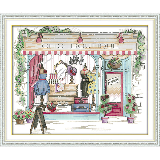 Clothing Shop- 14CT Stamped Cross Stitch 31*26CM