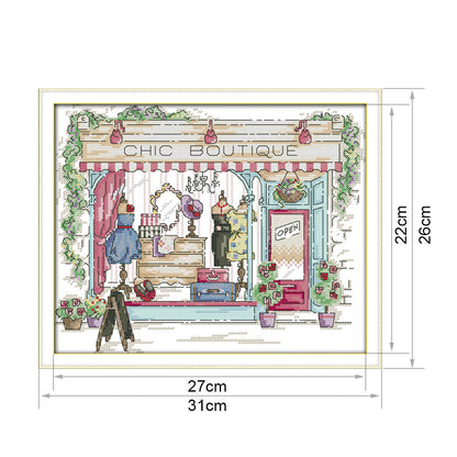 Clothing Shop- 14CT Stamped Cross Stitch 31*26CM