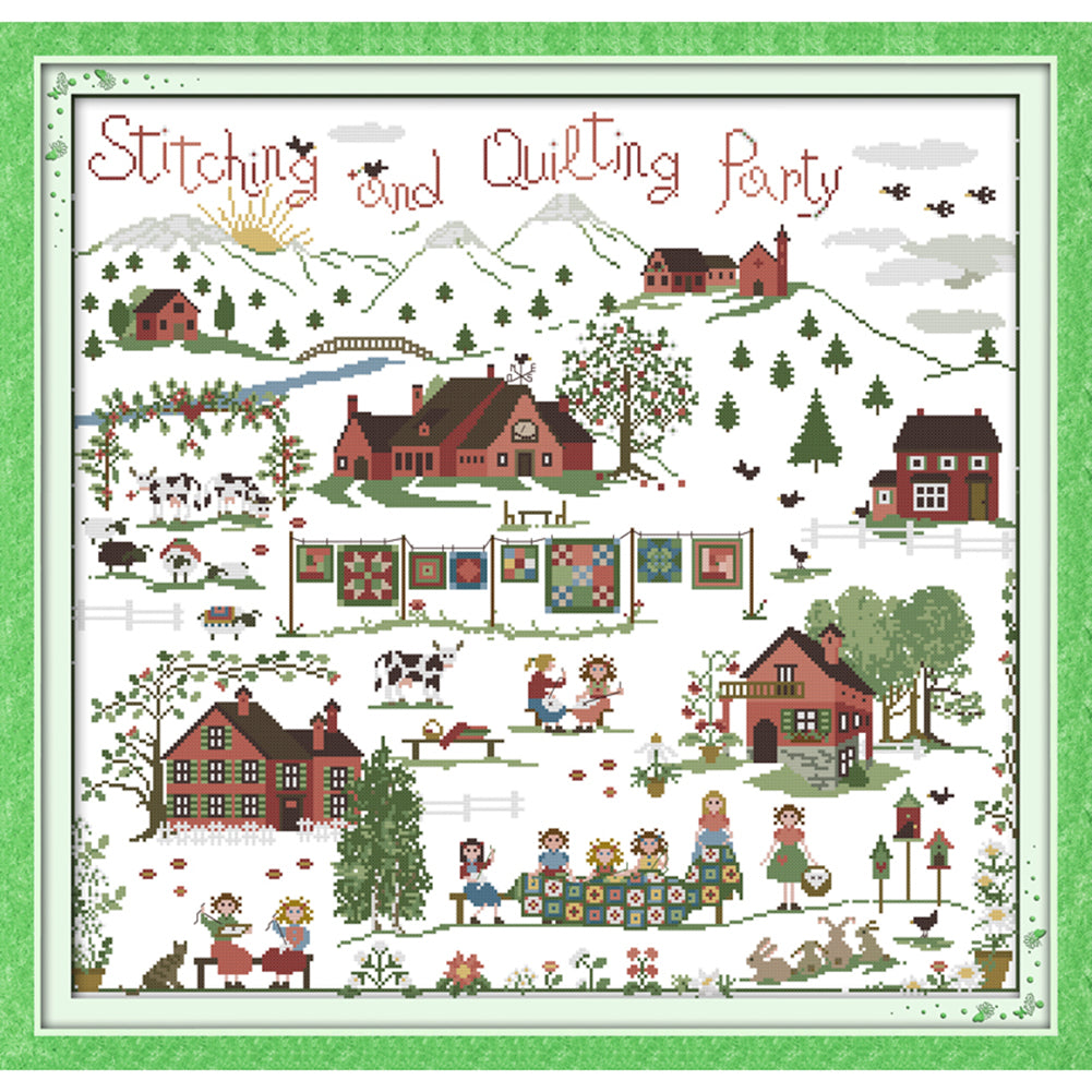 Quilting Party- 14CT Stamped Cross Stitch 59*57CM