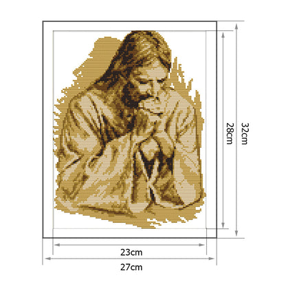 Jesus Pray - 14CT Stamped Cross Stitch 32*27CM