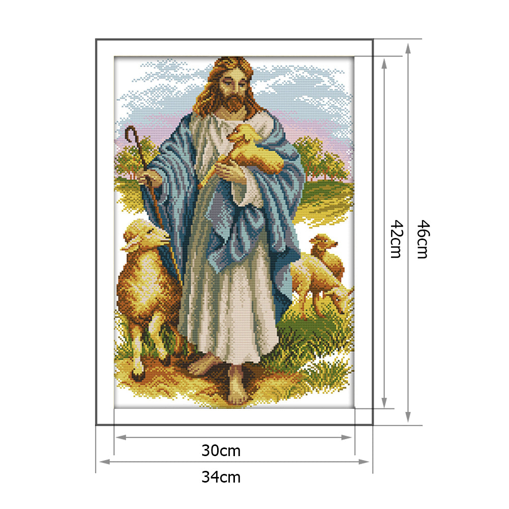 Jesus Sheep - 14CT Stamped Cross Stitch 46*34CM