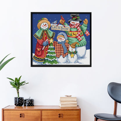 Christmas Snowman - 14CT Stamped Cross Stitch 38*34CM