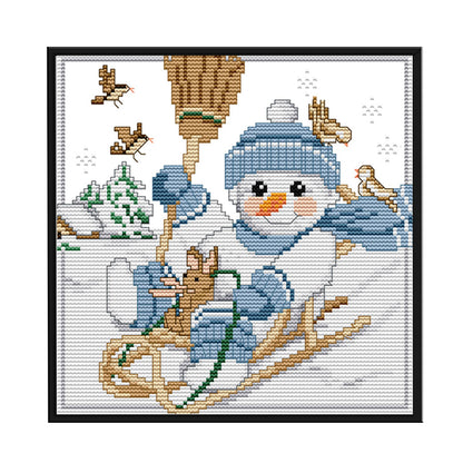 Christmas Snowman - 14CT Stamped Cross Stitch 26*23CM