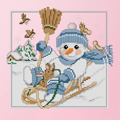 Christmas Snowman - 14CT Stamped Cross Stitch 26*23CM