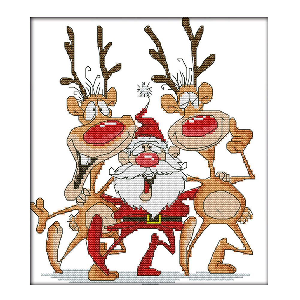 Santa Claus Reindeer - 14CT Stamped Cross Stitch 28*26CM