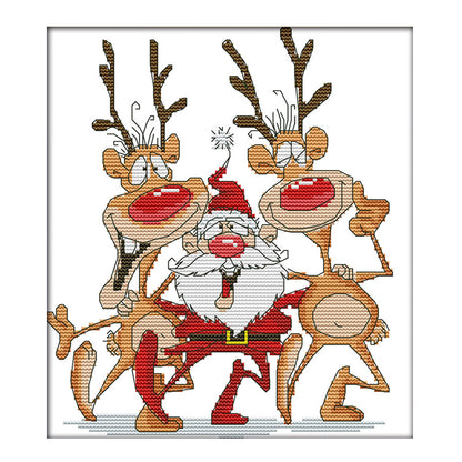 Santa Claus Reindeer - 14CT Stamped Cross Stitch 28*26CM