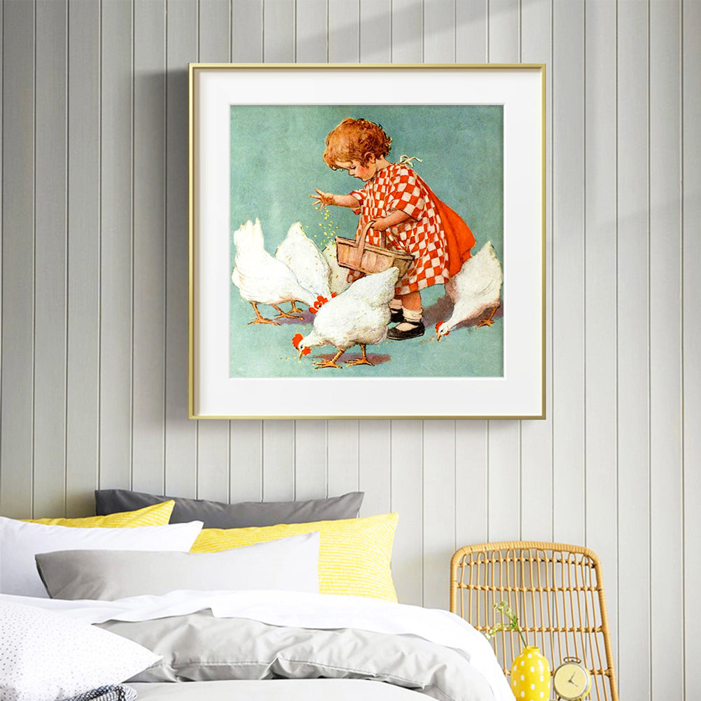 Girl - Full Round Drill Diamond Painting 30*30CM