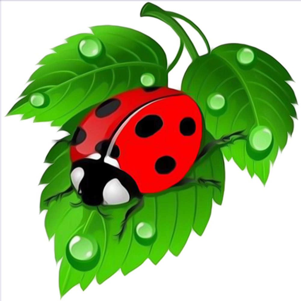 Ladybug Leaf - Full Round Drill Diamond Painting 30*30CM