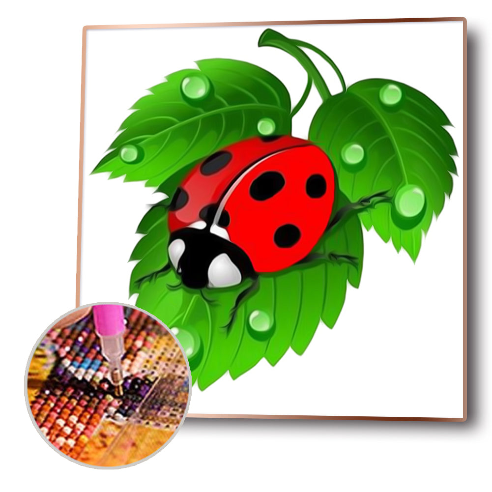 Ladybug Leaf - Full Round Drill Diamond Painting 30*30CM