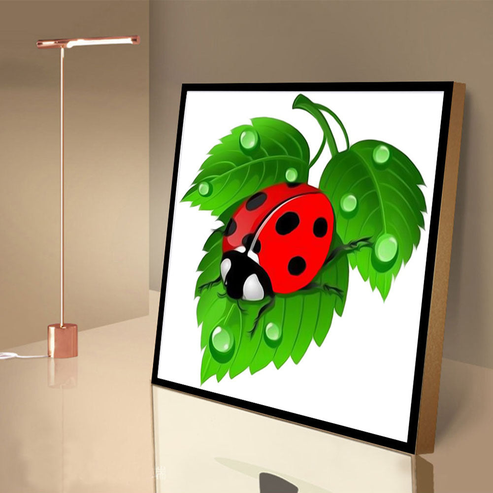 Ladybug Leaf - Full Round Drill Diamond Painting 30*30CM