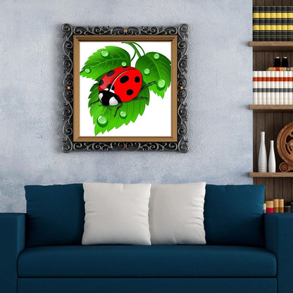 Ladybug Leaf - Full Round Drill Diamond Painting 30*30CM