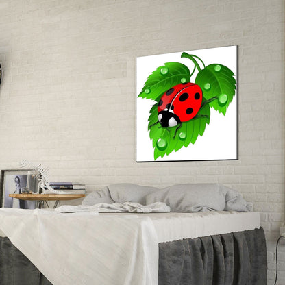 Ladybug Leaf - Full Round Drill Diamond Painting 30*30CM