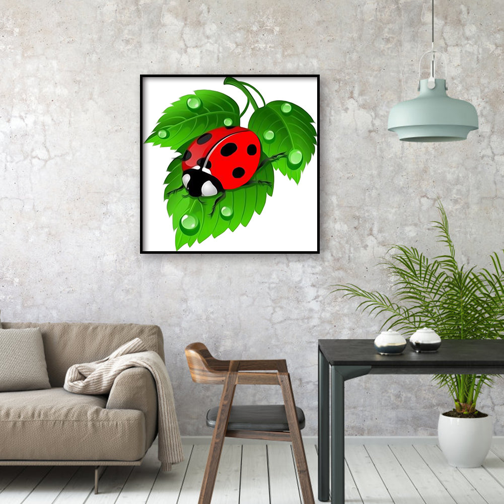 Ladybug Leaf - Full Round Drill Diamond Painting 30*30CM