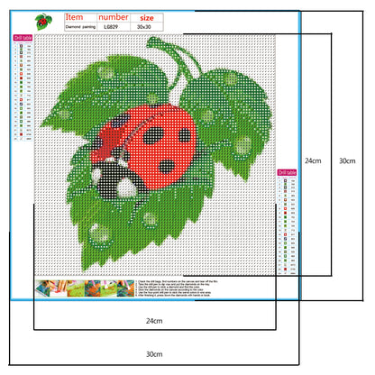 Ladybug Leaf - Full Round Drill Diamond Painting 30*30CM