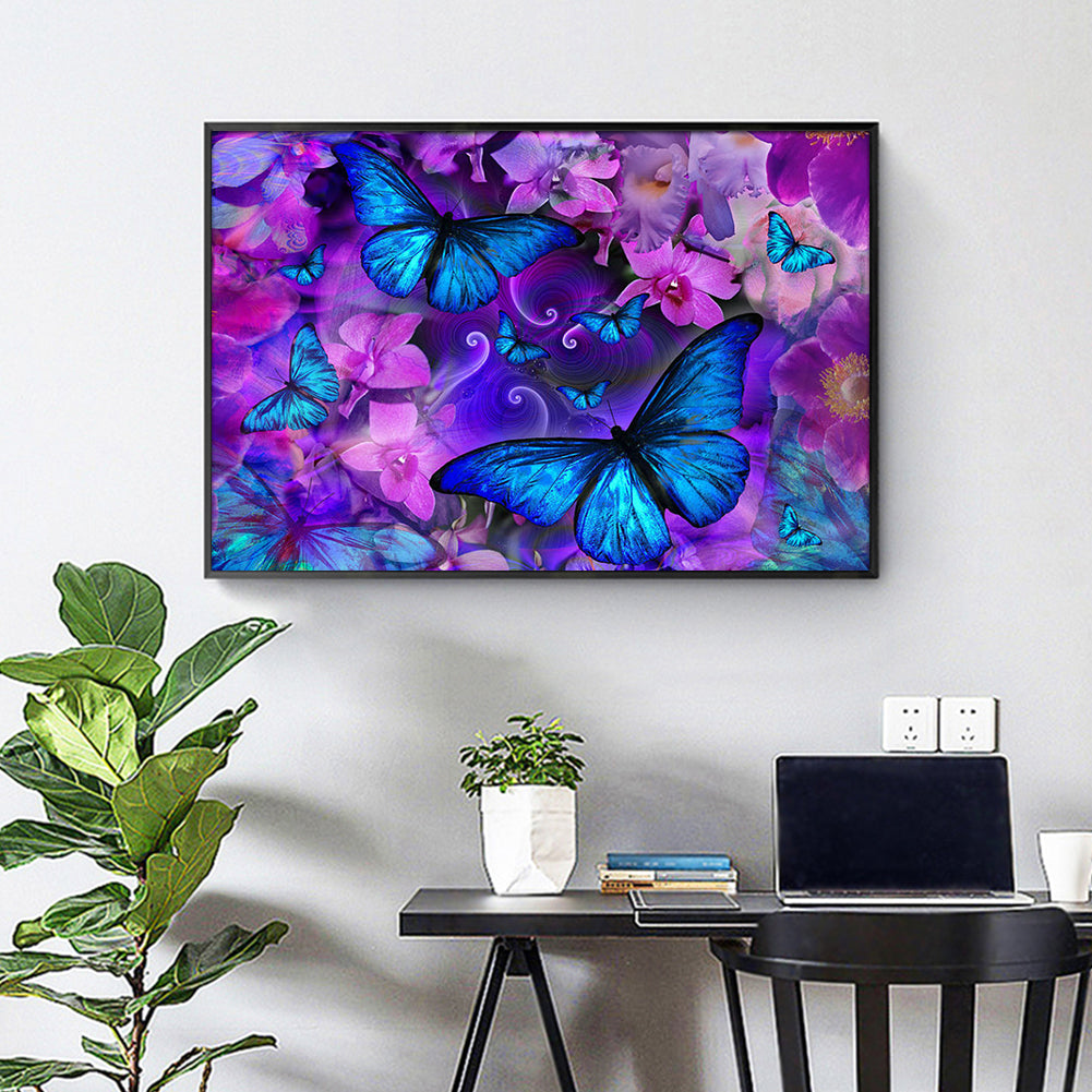Butterfly Flower - Full Round Drill Diamond Painting 40*30CM