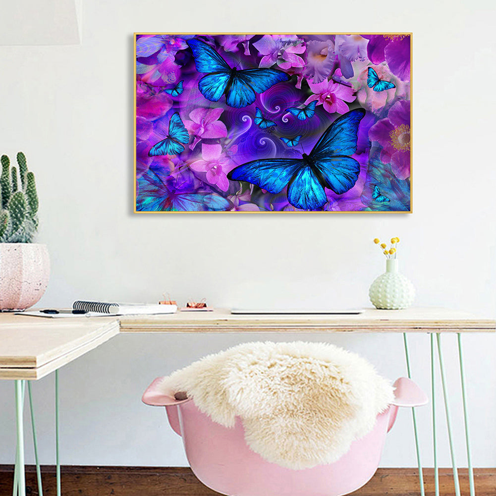 Butterfly Flower - Full Round Drill Diamond Painting 40*30CM