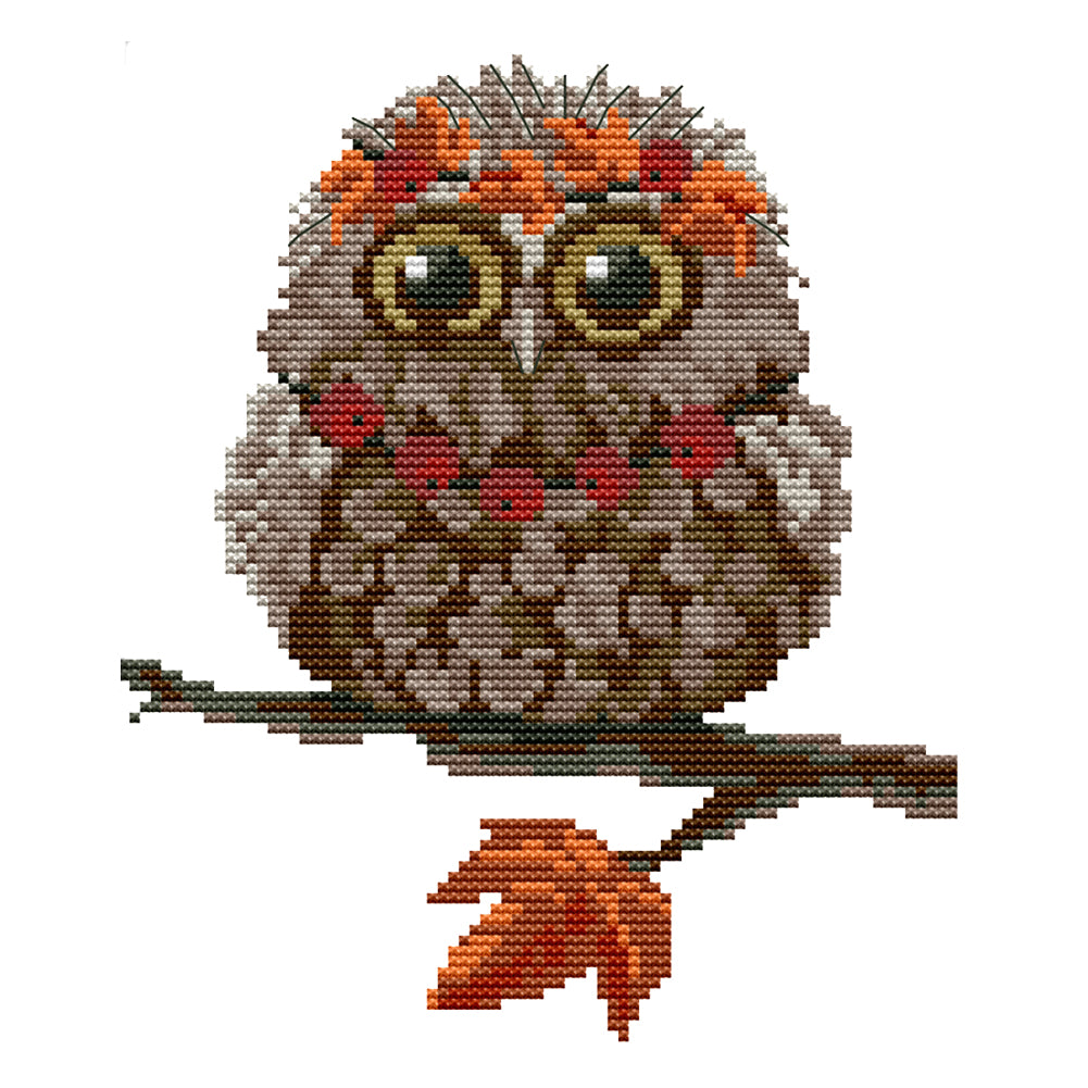 Owl - 14CT Stamped Cross Stitch 19*22CM