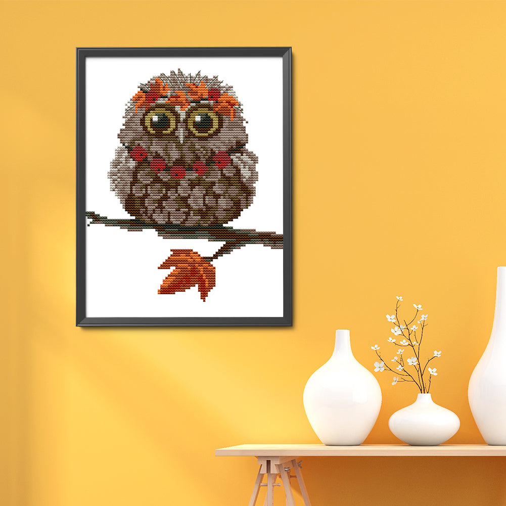 Owl - 14CT Stamped Cross Stitch 19*22CM