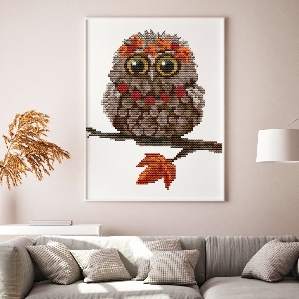 Owl - 14CT Stamped Cross Stitch 19*22CM