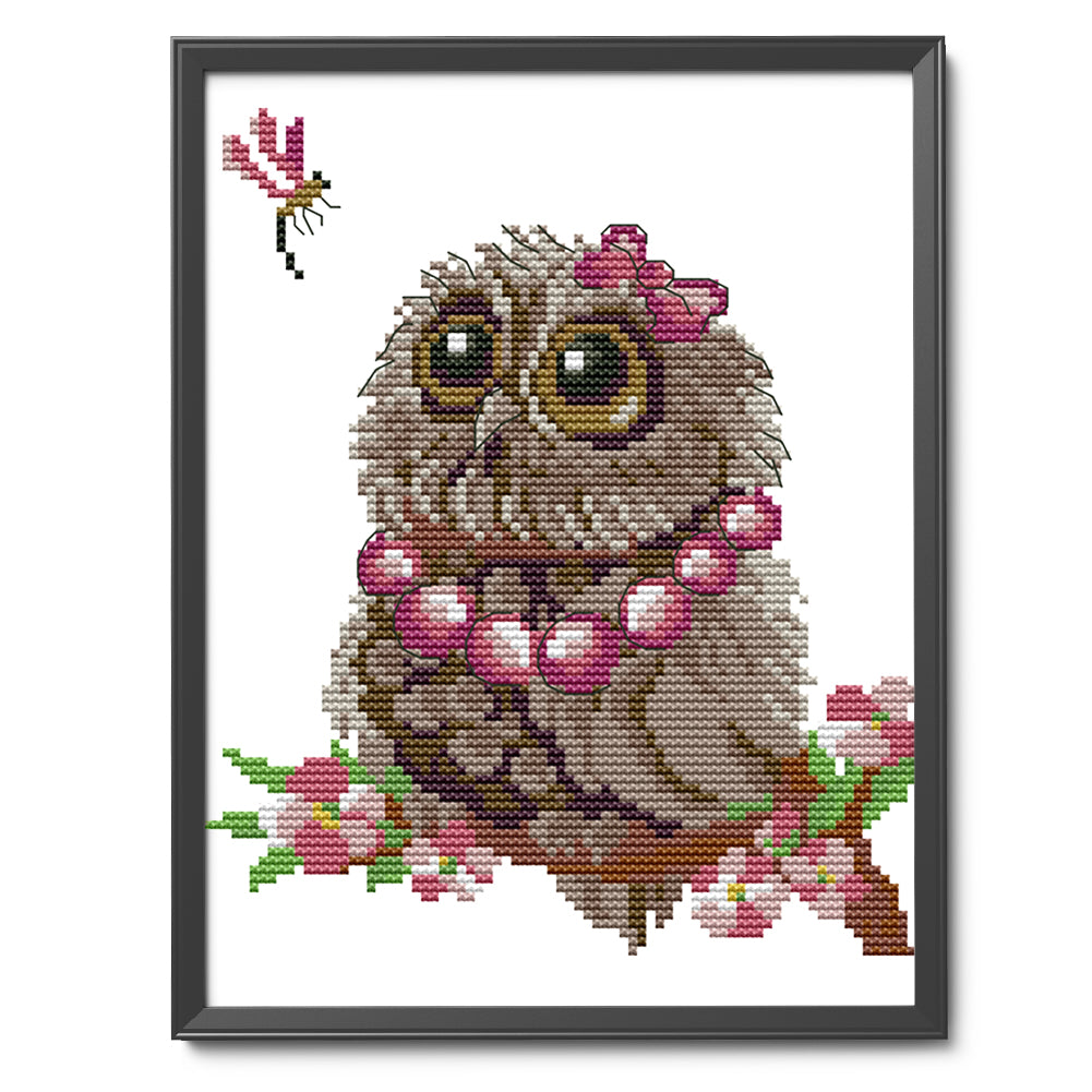 Owl - 14CT Stamped Cross Stitch 19*22CM