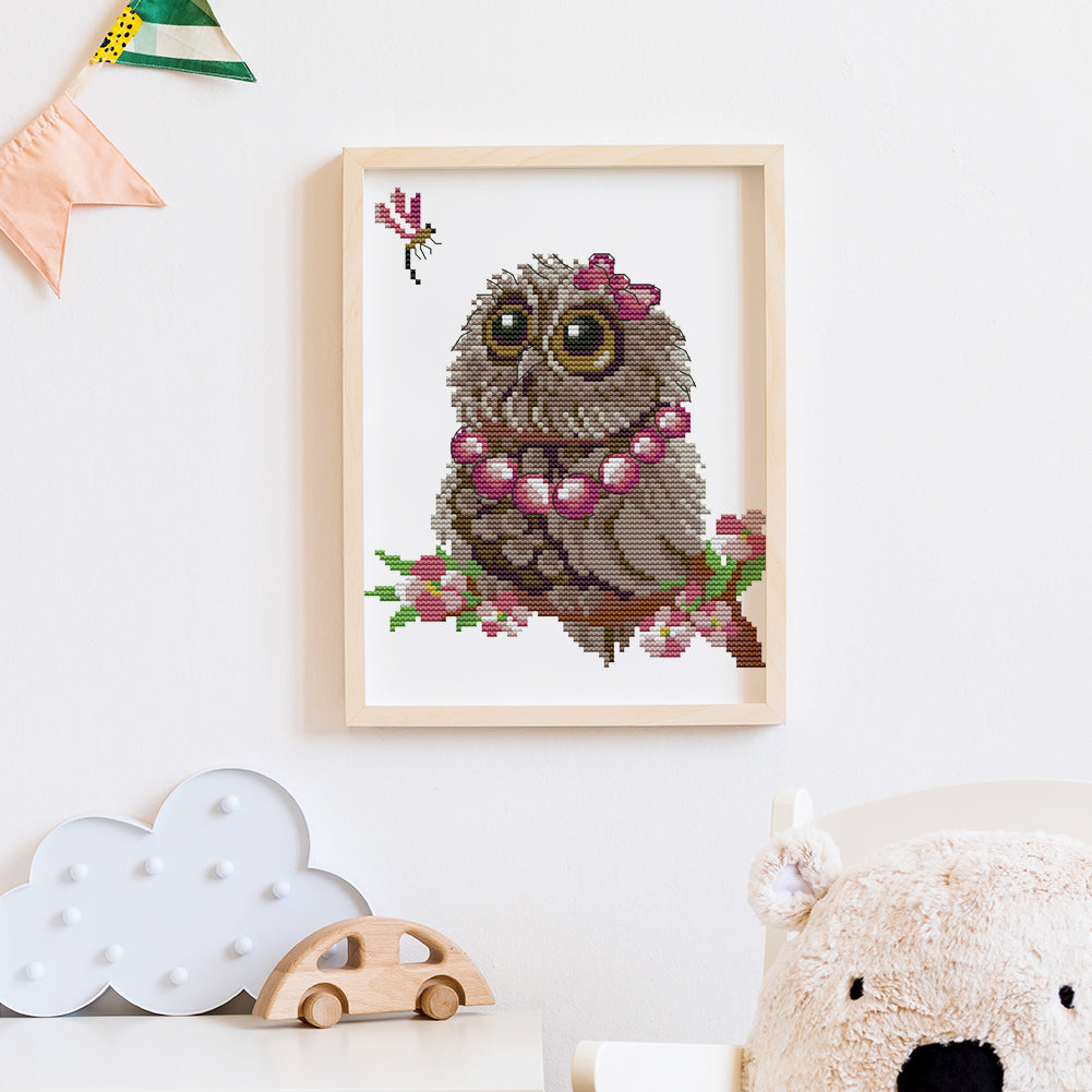 Owl - 14CT Stamped Cross Stitch 19*22CM