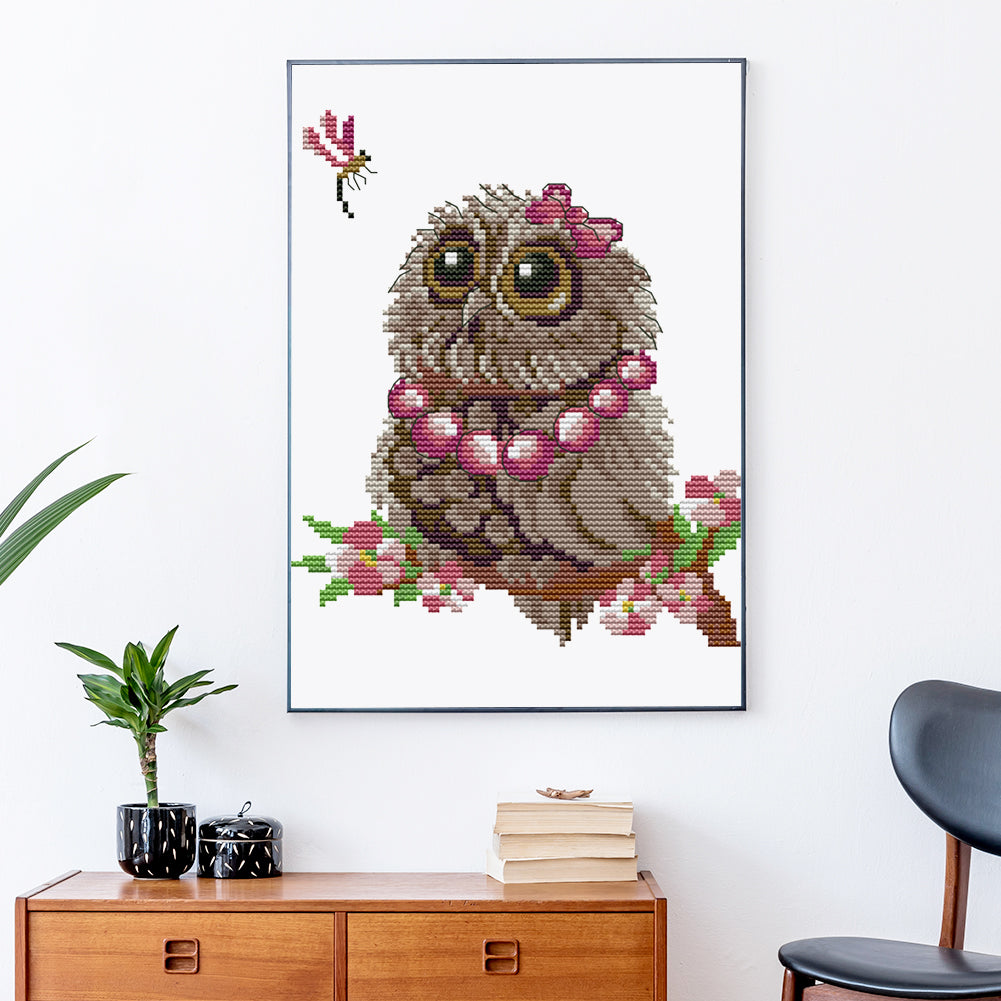 Owl - 14CT Stamped Cross Stitch 19*22CM