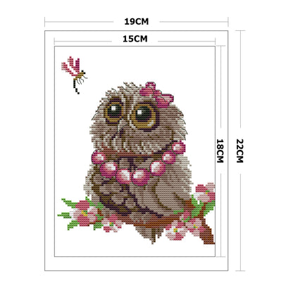 Owl - 14CT Stamped Cross Stitch 19*22CM