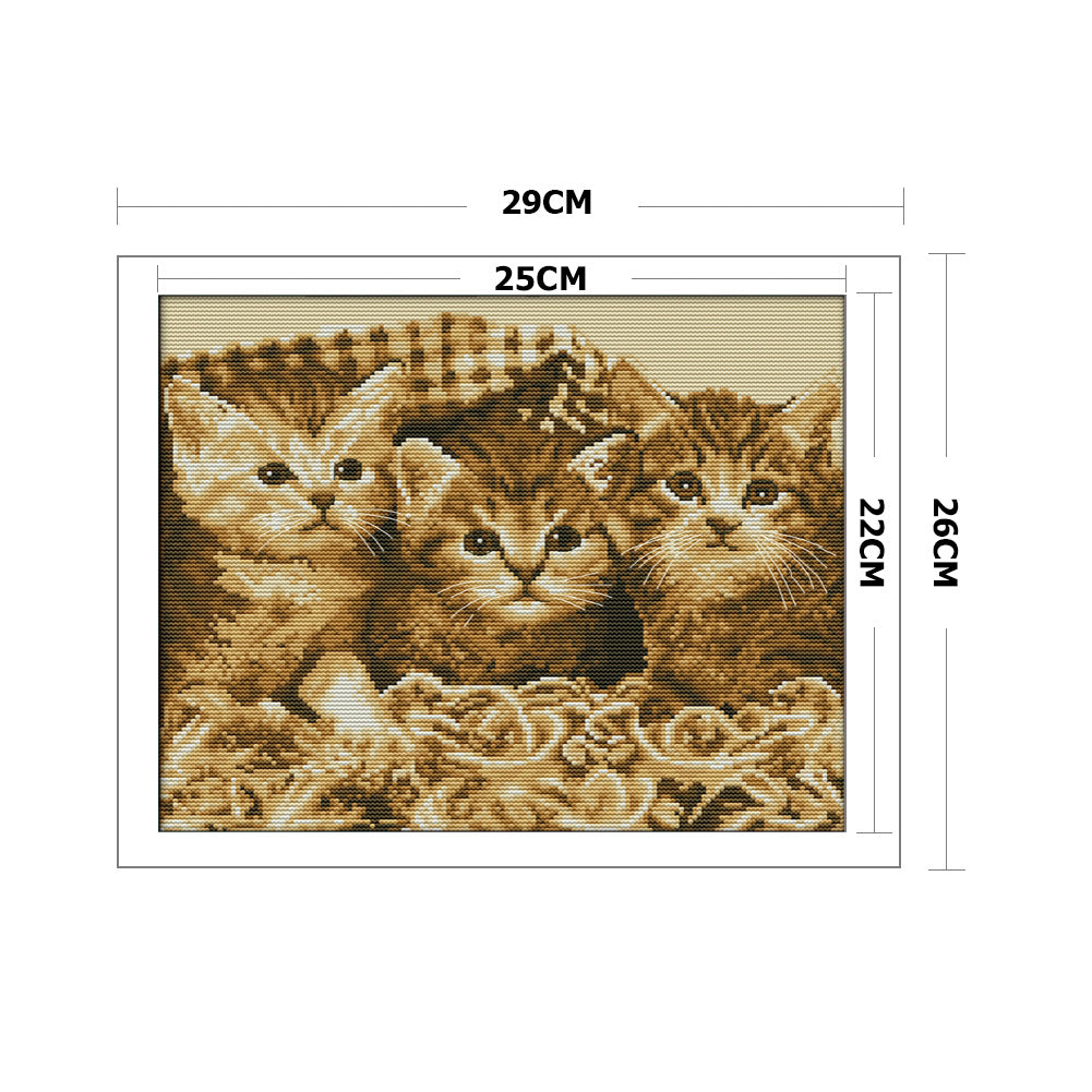 Cat - 14CT Stamped Cross Stitch 35*30CM