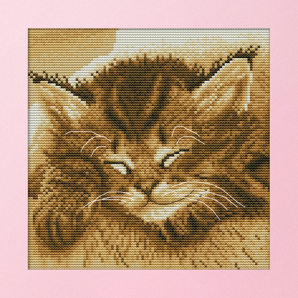 Sleep Cat - 14CT Stamped Cross Stitch 22*22CM