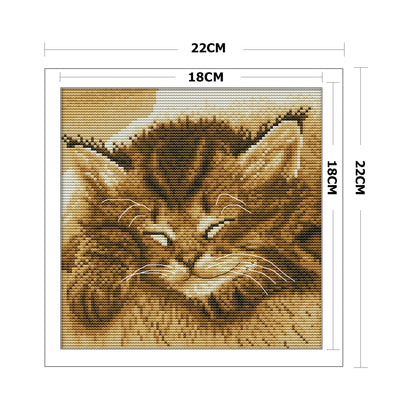 Sleep Cat - 14CT Stamped Cross Stitch 22*22CM