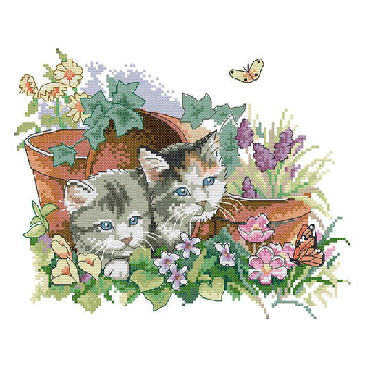 Kitties - 14CT Stamped Cross Stitch 31*26CM