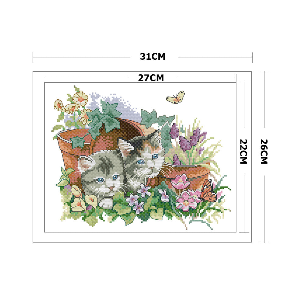 Kitties - 14CT Stamped Cross Stitch 31*26CM