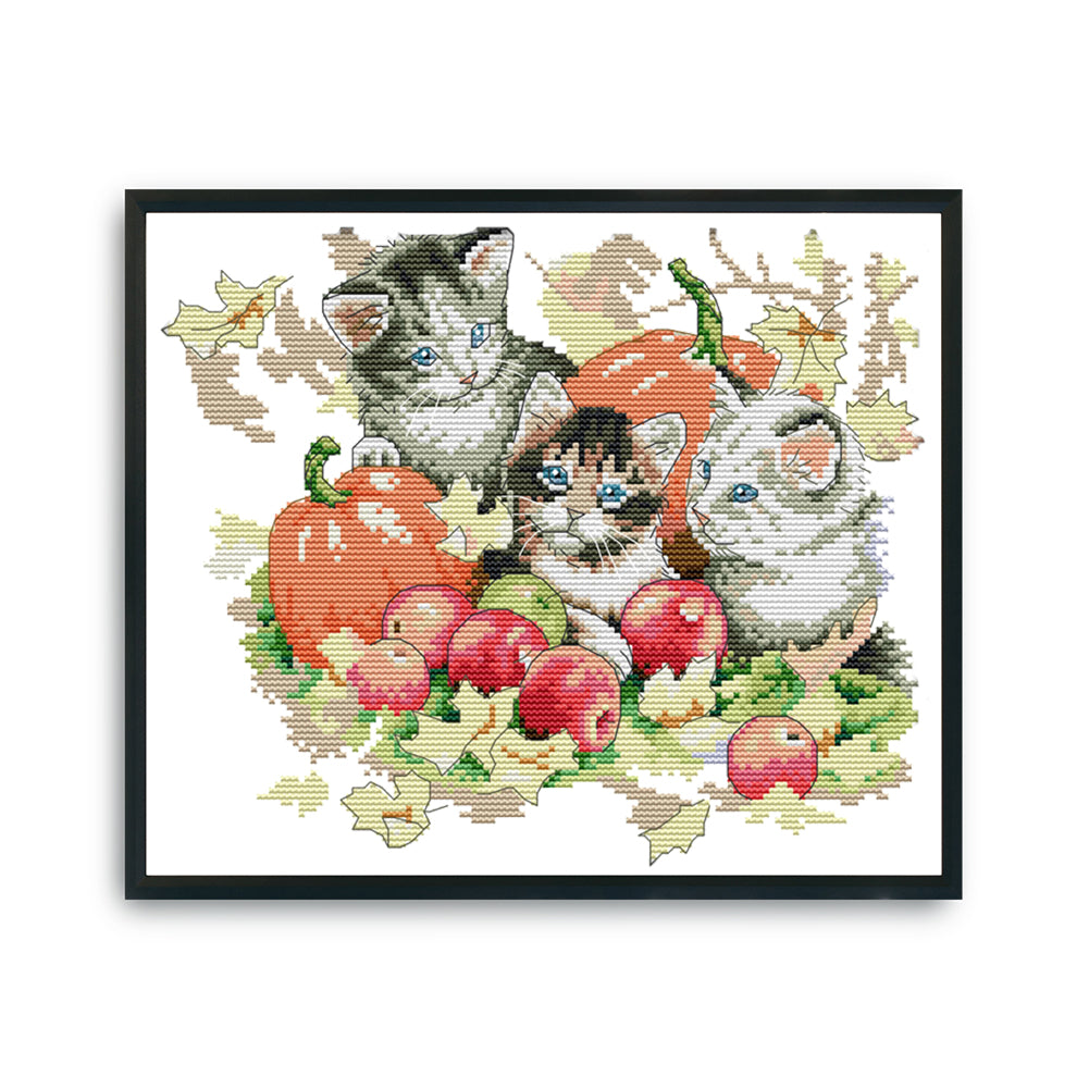 Kitties - 14CT Stamped Cross Stitch 31*27CM