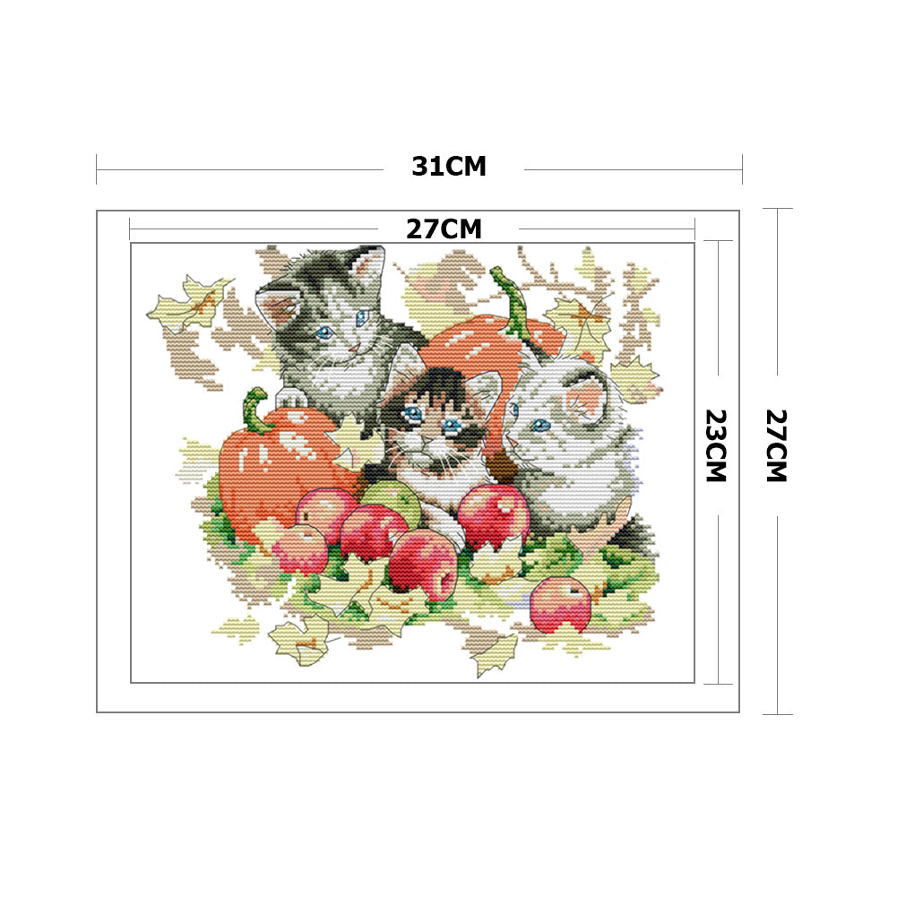 Kitties - 14CT Stamped Cross Stitch 31*27CM