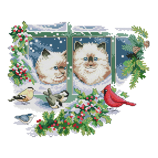 Kitties - 14CT Stamped Cross Stitch 31*27CM