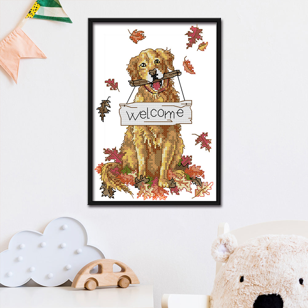 Welcome Dog - 14CT Stamped Cross Stitch 18*26CM