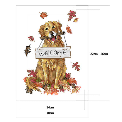 Welcome Dog - 14CT Stamped Cross Stitch 18*26CM