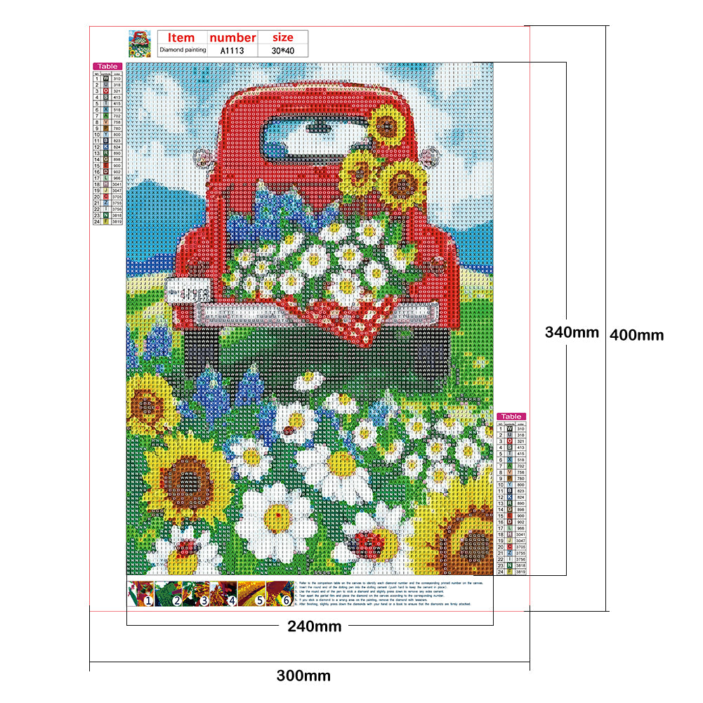 Car Flower - Full Round Drill Diamond Painting 30*40CM