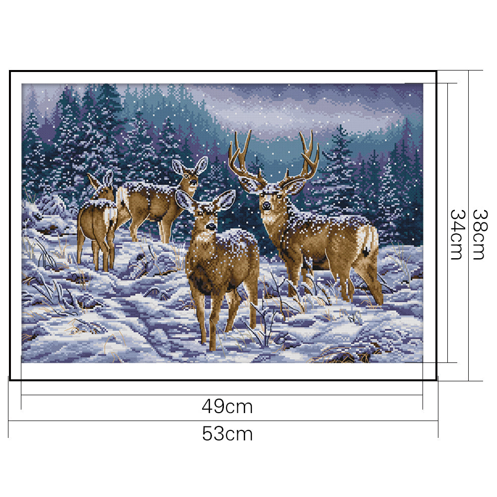 Winter Deer - 14CT Stamped Cross Stitch 53*38CM