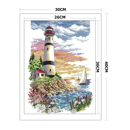 Lighthouse - 14CT Stamped Cross Stitch 30*40CM