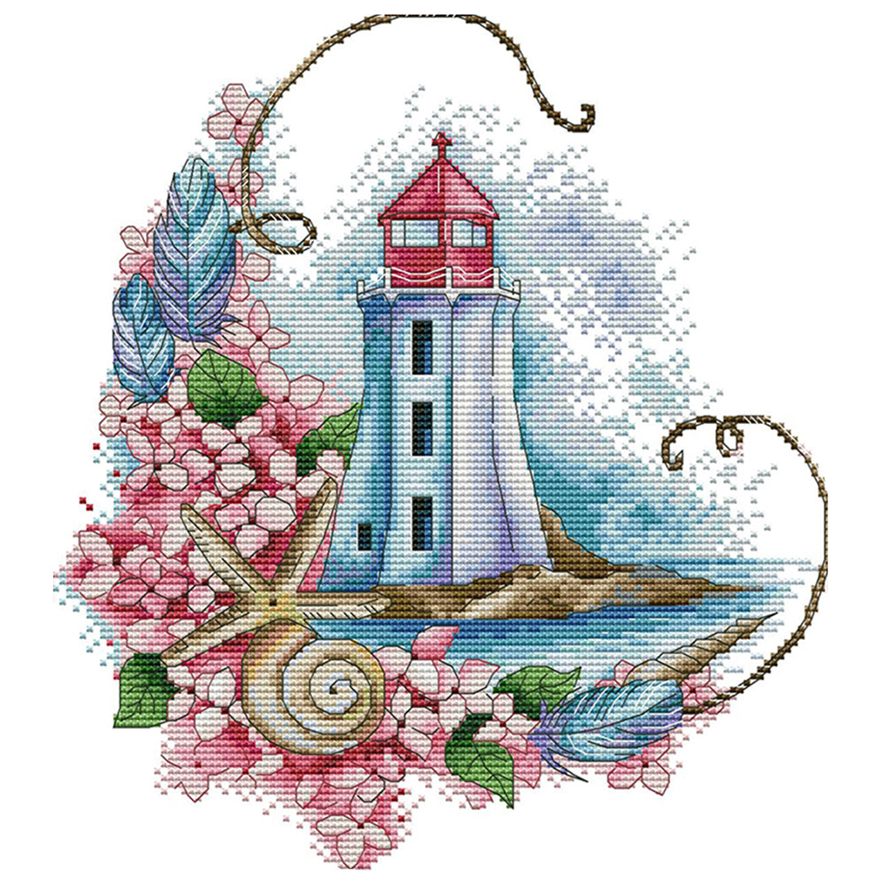 Sea Star Lighthouse - 14CT Stamped Cross Stitch 28*31CM