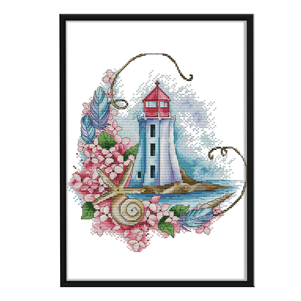 Sea Star Lighthouse - 14CT Stamped Cross Stitch 28*31CM