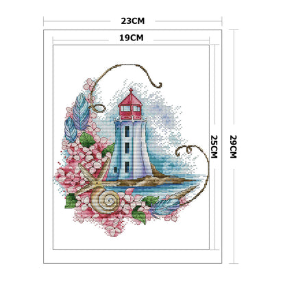 Rose Lighthouse - 14CT Stamped Cross Stitch 23*29CM